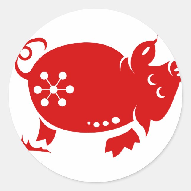 CHINESISCHE ZODIAC-SCHWEINPAPIERILLUSTRATION RUNDER AUFKLEBER (Vorderseite)