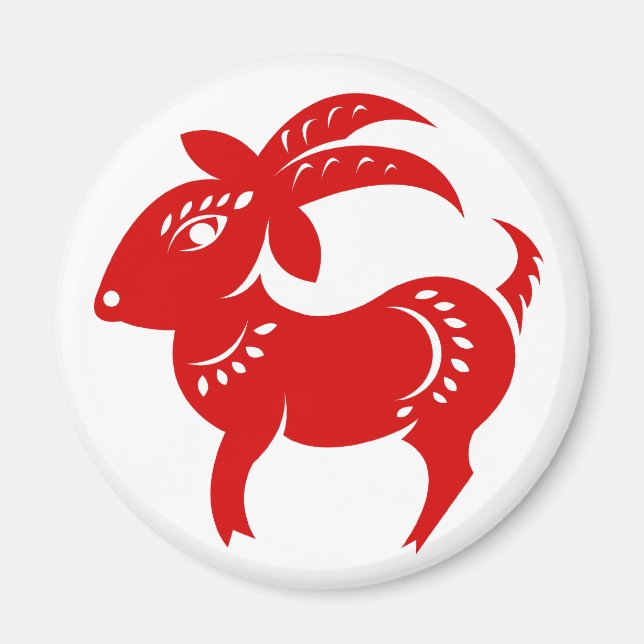 CHINESISCHE ZODIAC-ZIEGENPAPERCUT-ILLUSTRATION MAGNET (Vorne)