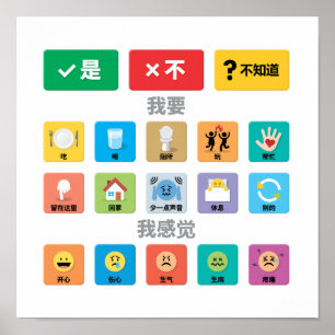 Chinesischer Autismus AAC PECS Mitteilung zur Meld Poster