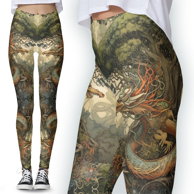 Chinesischer Baum Dragon Tattoo Art Leggings (Von Creator hochgeladen)
