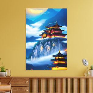 Chinesischer Bergpalast Leinwanddruck