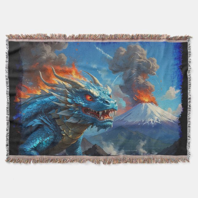 Chinesischer Blauer Drache und Vulkan Decke (Vorderseite)