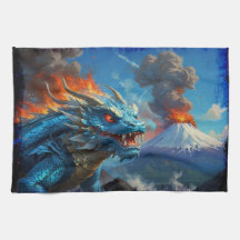 Chinesischer Blauer Drache und Vulkan