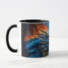 Chinesischer Blauer Drache und Vulkan Tasse