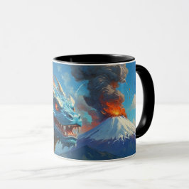 Chinesischer Blauer Drache und Vulkan Tasse