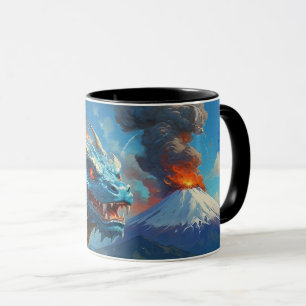 Chinesischer Blauer Drache und Vulkan Tasse