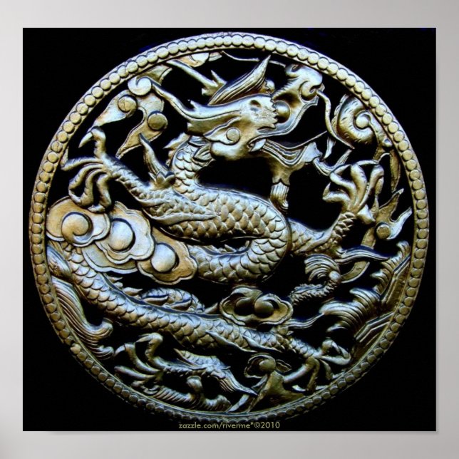 Chinesischer Bronze-Drache/Orientalischer Geschenk Poster (Vorne)