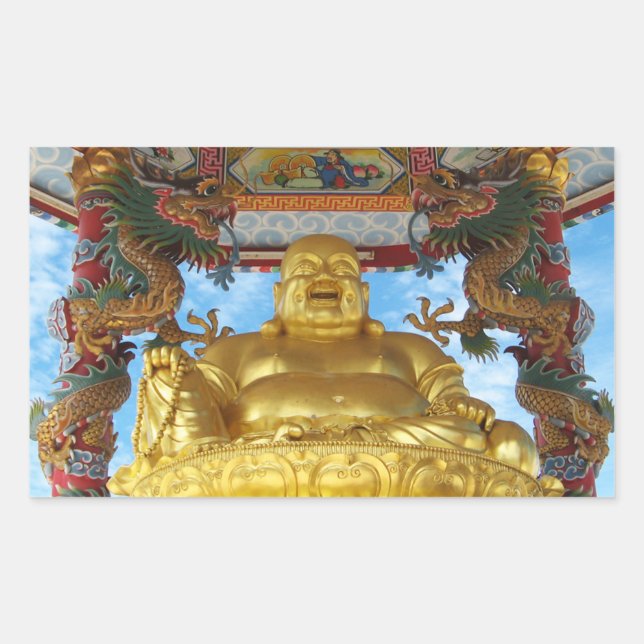 Chinesischer Buddha Rechteckiger Aufkleber (Vorderseite)