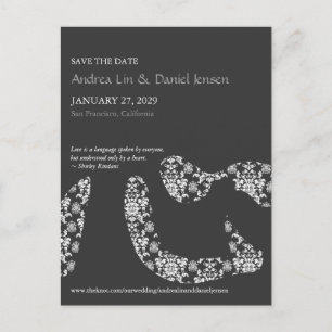 Chinesischer Damast Herz Kanji Hochzeit Save The D Ankündigungspostkarte