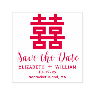 Chinesischer Doppelglück-Hochzeit-Save-the-Date Permastempel
