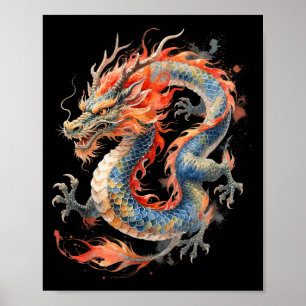Chinesischer Drache Asiatische Mythologie Zodiak Poster