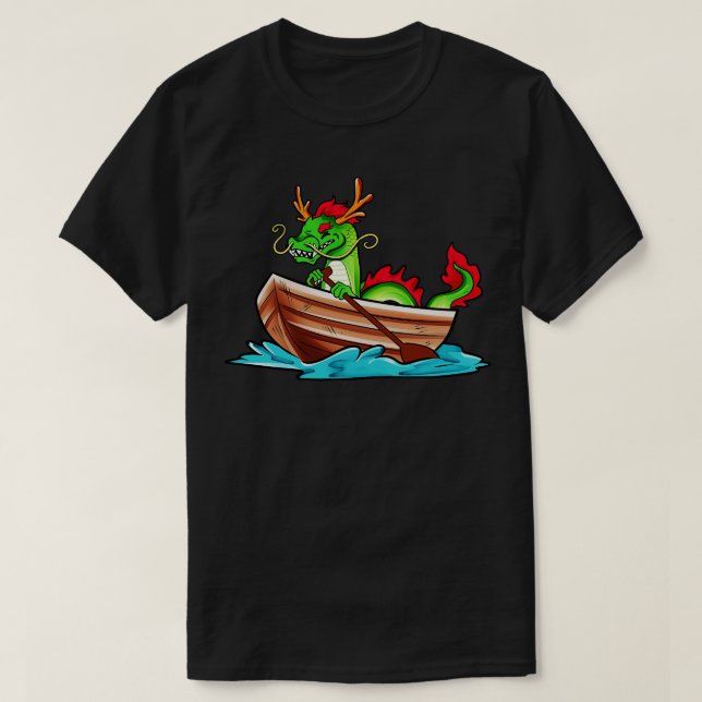 Chinesischer Drache auf dem Drachenboot T-Shirt (Design vorne)
