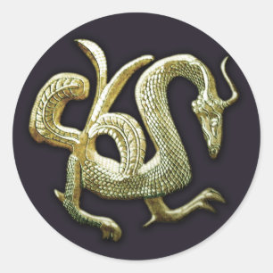 Chinesischer Drache aus alter Bronze Runder Aufkleber