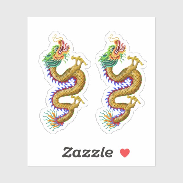 Chinesischer Drache aus Gelb/Gold Aufkleber (Blatt)