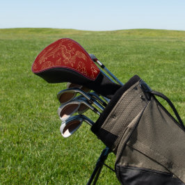 Chinesischer Drache Gold und Dunkelrot Golf Headcover