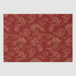 Chinesischer Drache Gold und Dunkelrot Seidenpapier