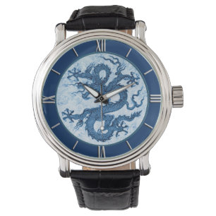 Chinesischer Drache, Indigoblau Armbanduhr