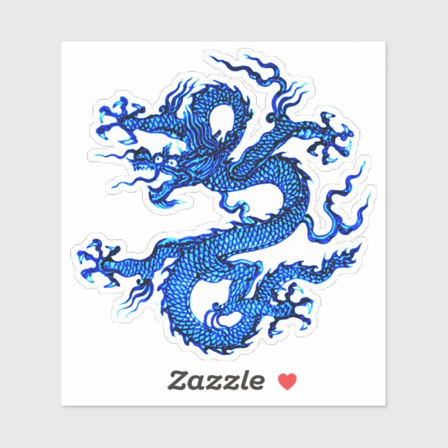 Chinesischer Drache, Indigoblau Aufkleber (Blatt)