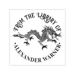 Chinesischer Drache Loong #4 Runde Bibliotheksbuch Permastempel