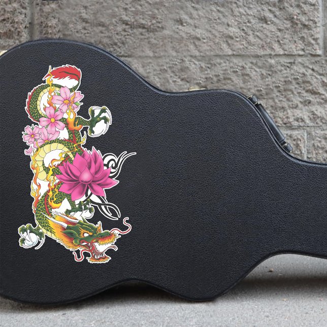 Chinesischer Drache Lotus Cherry Blüten Aufkleber (Von Creator hochgeladen)