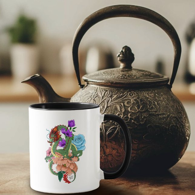Chinesischer Drache Lotus Cherry Blüten Tasse (Von Creator hochgeladen)