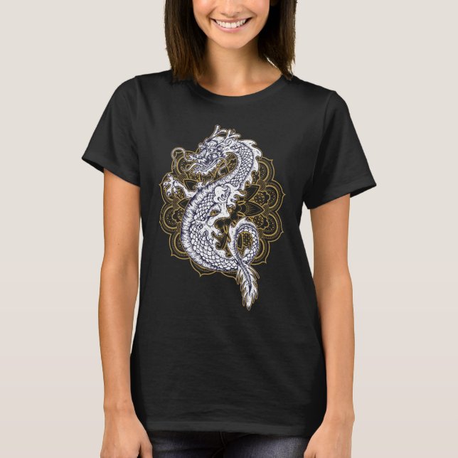 Chinesischer Drache Mandala T-Shirt (Vorderseite)