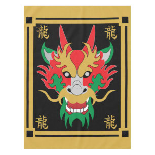 Chinesischer Drache maskiert asiatische Kunst Tischdecke