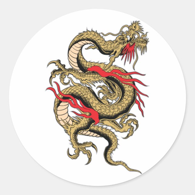 Chinesischer Drache mit anpassbaren Designs Runder Aufkleber (Vorderseite)