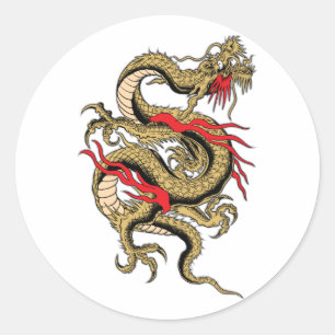 Chinesischer Drache mit anpassbaren Designs Runder Aufkleber