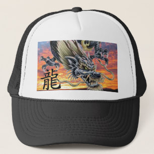 Chinesischer Drache mit Kanji-Baseball-Hut - Maßg Truckerkappe