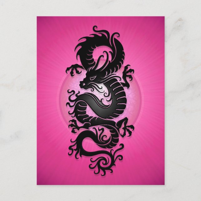 Chinesischer Drache mit rosa Burst Postkarte (Vorderseite)