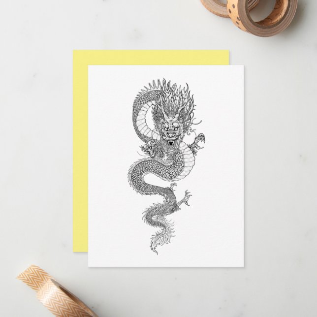 Chinesischer Drache Mitteilungskarte (Vorderseite/Rückseite Beispiel)