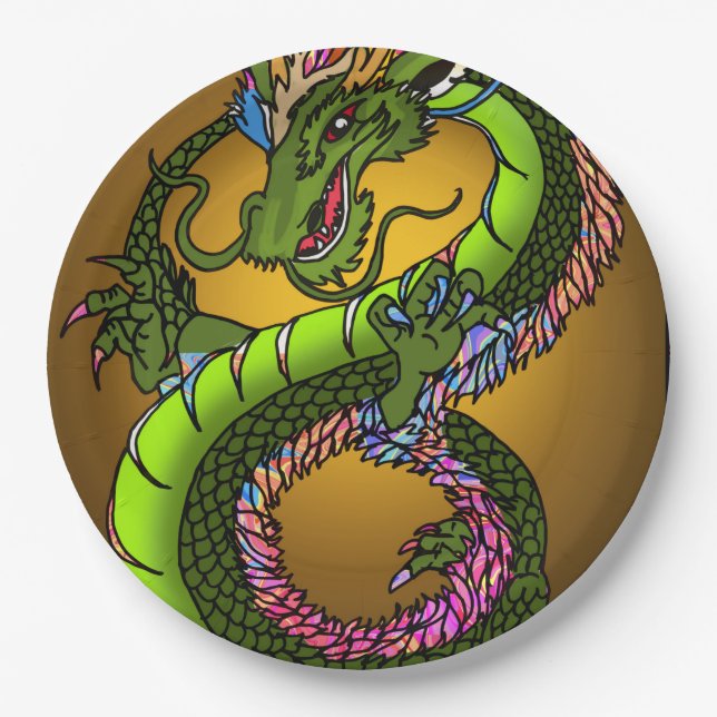 Chinesischer Drache Pappteller (Vorderseite)
