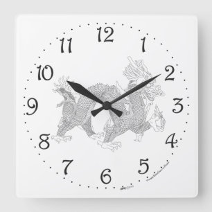 Chinesischer Drache Quadratische Wanduhr