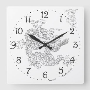 Chinesischer Drache Quadratische Wanduhr