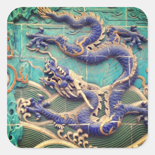 Chinesischer Drache Quadratischer Aufkleber (Vorderseite)