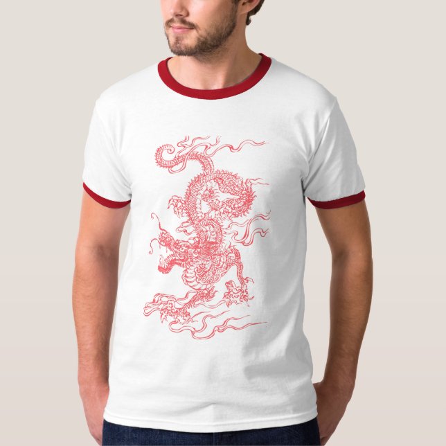 Chinesischer Drache-Rot-T - Shirt (Vorderseite)