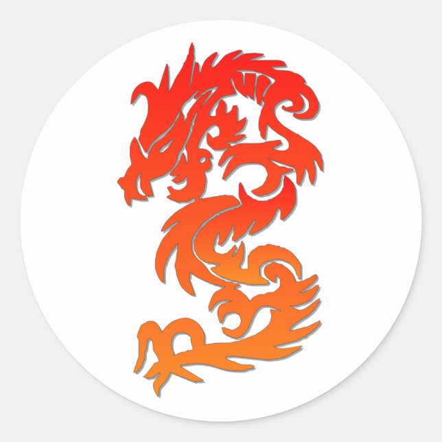 Chinesischer Drache Runder Aufkleber (Vorderseite)
