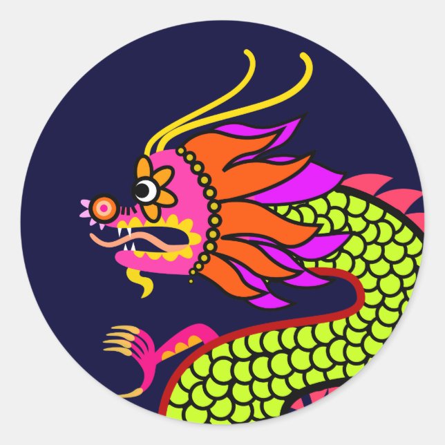 Chinesischer Drache Runder Aufkleber (Vorderseite)