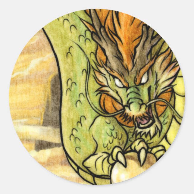Chinesischer Drache Runder Aufkleber (Vorderseite)