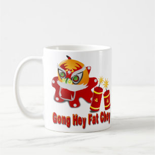 Chinesischer Drache und Feuerwerkskörper Kaffeetasse