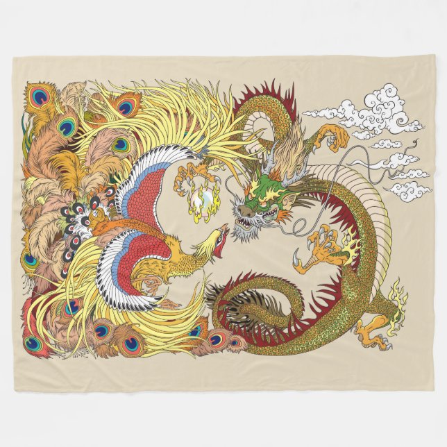 Chinesischer Drache und Phoenix Fleecedecke (Vorderseite (Horizontal))