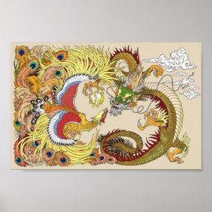 chinesischer Drache und Phoenix Poster