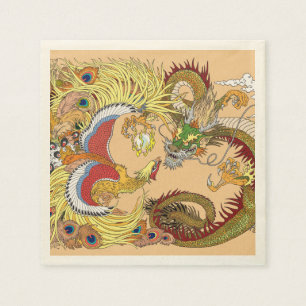 Chinesischer Drache und Phoenix Serviette