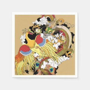 Chinesischer Drache und Phoenix Serviette