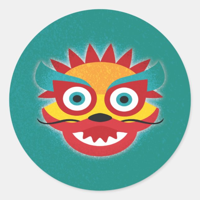 Chinesischer Drache Viel Glück - Neujahr Runder Aufkleber (Vorderseite)