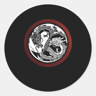 Chinesischer Drache Yin Yang Harmony Meditation Ge Runder Aufkleber