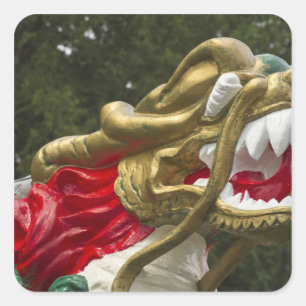 Chinesischer Drachenboot-Figurenkopf, Stanley Park Quadratischer Aufkleber