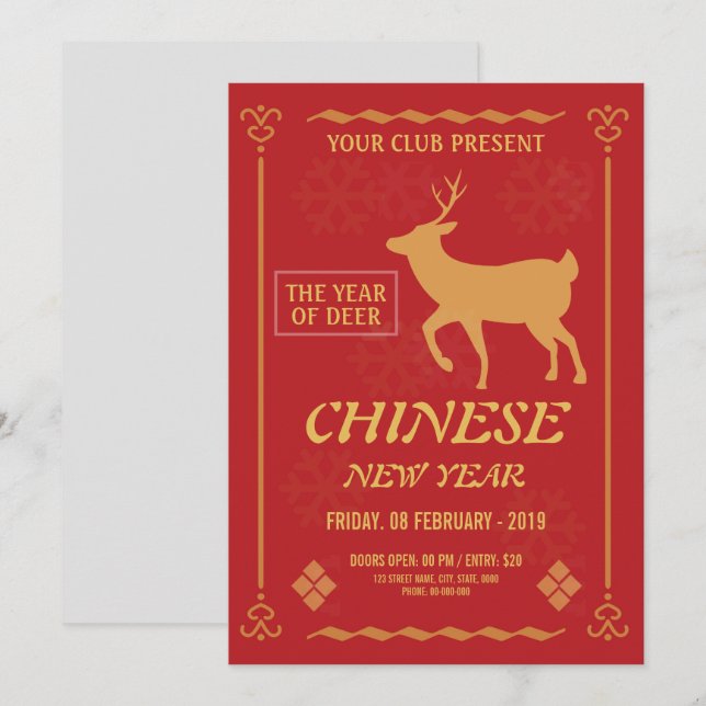 Chinesischer Flyer für Neujahrsveranstaltungen der Einladung (Vorne/Hinten)