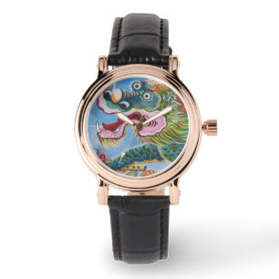 Chinesischer Foohund/Lion Guardian Mural Armbanduhr